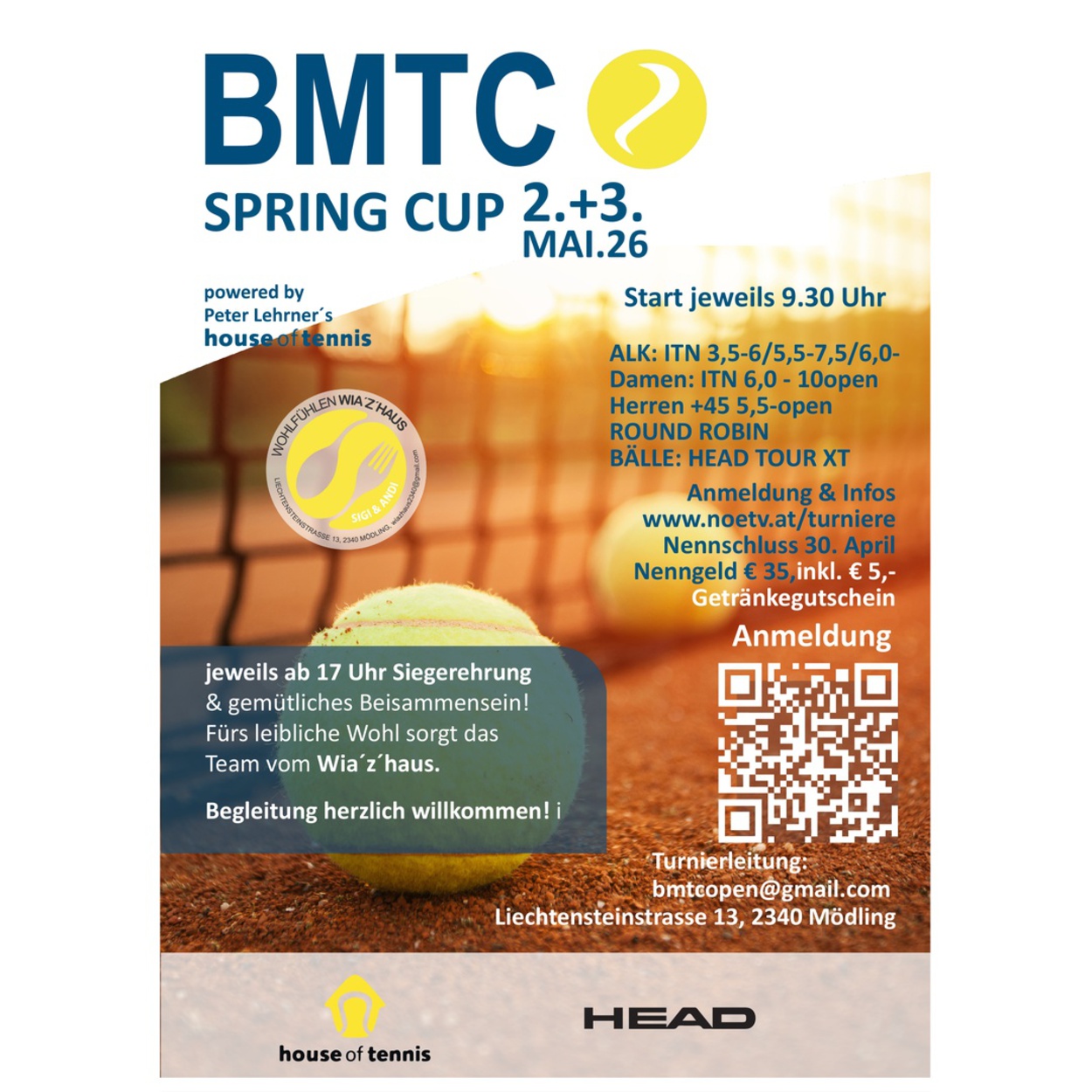 BMTC Spring Cup 2026 powered by Peter Lehrner's house of tennis 2. -3. Mai 2026